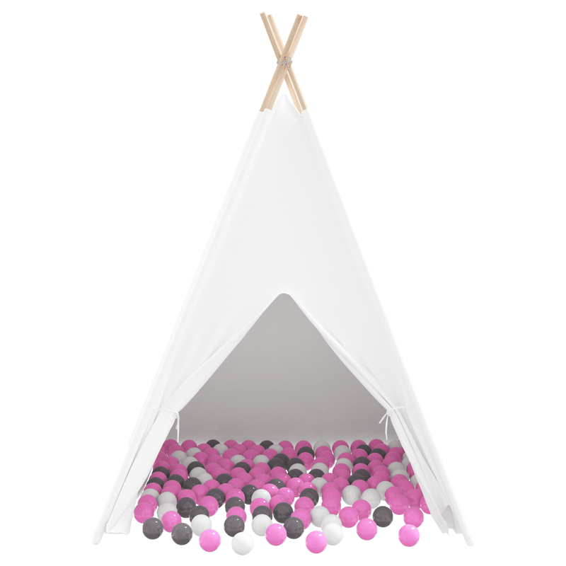 Jucarii, Copii si Bebe - Jucarii si jocuri - Jucarii de exterior - Spatii de joaca si accesorii - Cort Teepee pentru Copii cu Geanta Peach & Bile de Joaca Alba - Infinity.ro