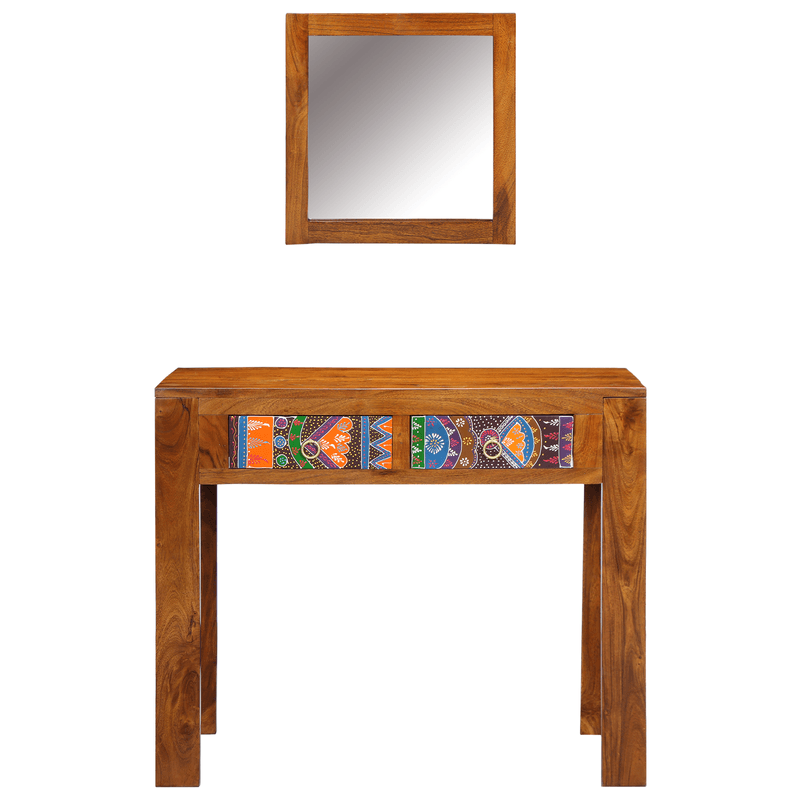 Casa si Gradina - Mobilier - Comode si corpuri - Masute de toaleta - Masa de toaleta cu oglinda Maro Miere din lemn masiv de Acacia - Infinity.ro