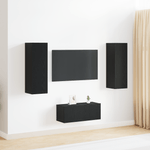 Casa si Gradina - Mobilier - Seturi de mobilier - Seturi living - Set de cabinet TV  3 piese montat pe perete din lemn inginerizat stejar negru - Infinity.ro