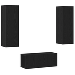 Casa si Gradina - Mobilier - Seturi de mobilier - Seturi living - Set de cabinet TV  3 piese montat pe perete din lemn inginerizat stejar negru - Infinity.ro