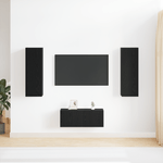 Casa si Gradina - Mobilier - Seturi de mobilier - Seturi living - Set de cabinet TV  3 piese montat pe perete din lemn inginerizat stejar negru - Infinity.ro