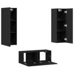 Casa si Gradina - Mobilier - Seturi de mobilier - Seturi living - Set de cabinet TV  3 piese montat pe perete din lemn inginerizat stejar negru - Infinity.ro