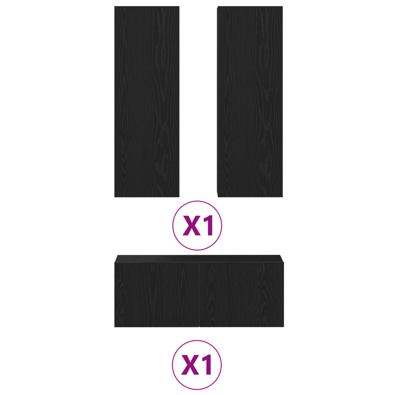 Casa si Gradina - Mobilier - Seturi de mobilier - Seturi living - Set de cabinet TV  3 piese montat pe perete din lemn inginerizat stejar negru - Infinity.ro