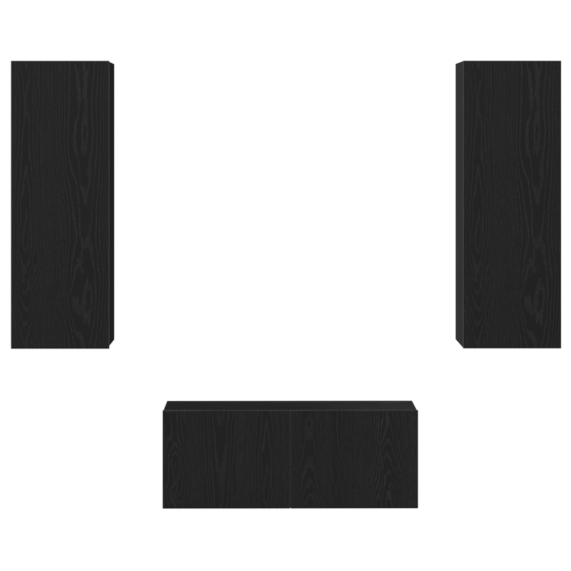 Casa si Gradina - Mobilier - Seturi de mobilier - Seturi living - Set de cabinet TV  3 piese montat pe perete din lemn inginerizat stejar negru - Infinity.ro