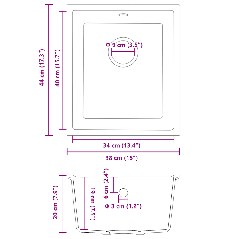 Casa si Gradina - Sanitare - Chiuveta bucatarie si accesorii - Chiuvete bucatarie - Chiuveta de bucatarie cu orificiu pentru supraplin in granit negru - Infinity.ro