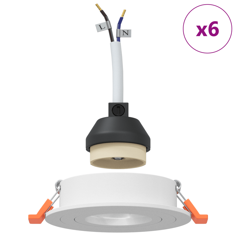 Casa si Gradina - Corpuri si surse de iluminat - Veioze si lampi - Lampi de veghe - Spoturi incorporate 6 buc Rotund GU10 Alb Ø91 mm - Infinity.ro