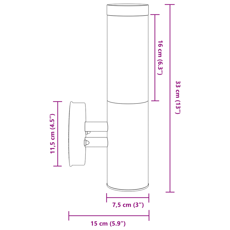 Casa si Gradina - Corpuri si surse de iluminat - Veioze si lampi - Lampi de veghe - Lumina de Perete Exterioara 2 buc Argintie Otel Inoxidabil IP44 - Infinity.ro