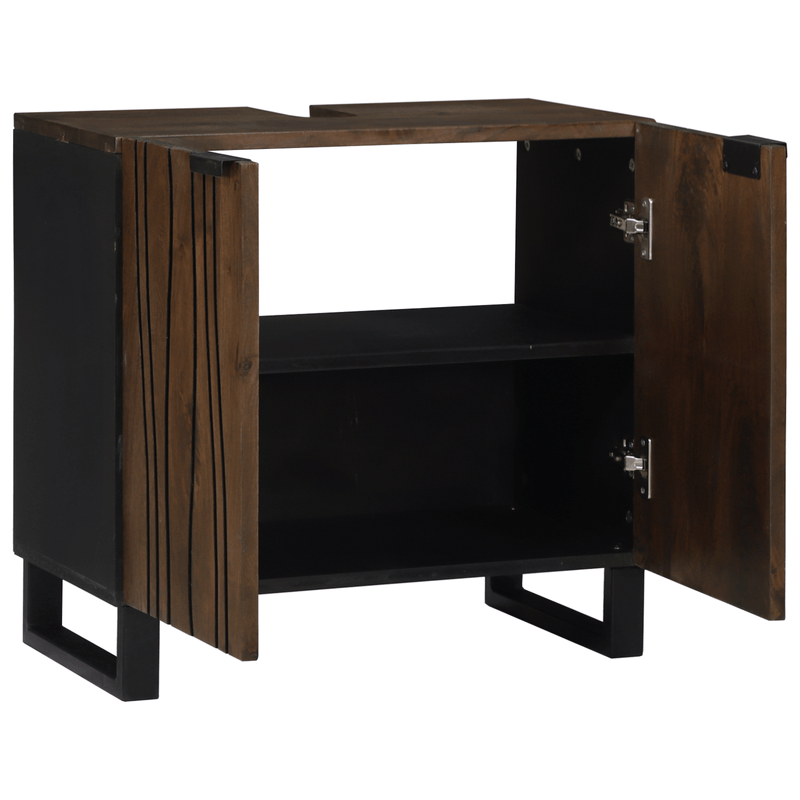 Casa si Gradina - Mobilier - Mobilier baie - Comode baie - Cabinet pentru chiuveta Nuc Lemn masiv, Metal Mediu Elegant - Infinity.ro
