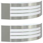 Casa si Gradina - Corpuri si surse de iluminat - Veioze si lampi - Lampi de veghe - Aplica de perete 2 buc Argintiu Otel Inoxidabil IP44 - Infinity.ro