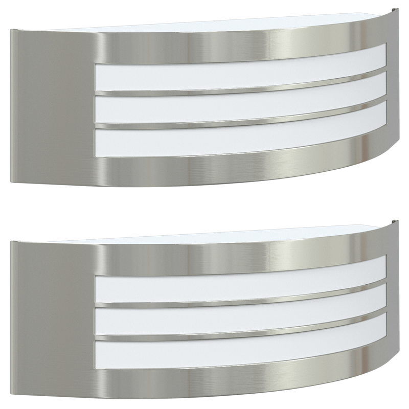 Casa si Gradina - Corpuri si surse de iluminat - Veioze si lampi - Lampi de veghe - Aplica de perete 2 buc Argintiu Otel Inoxidabil IP44 - Infinity.ro