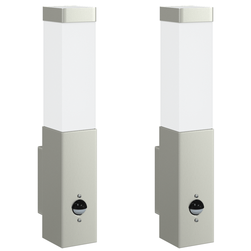 Casa si Gradina - Corpuri si surse de iluminat - Veioze si lampi - Lampi de veghe - Aplice de Perete Exterioare cu Senzor 2 placi Otel Inoxidabil IP44 - Infinity.ro