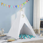 Jucarii, Copii si Bebe - Jucarii si jocuri - Jucarii de exterior - Spatii de joaca si accesorii - Cort tip teepee pentru copii cu geanta piersica si bile de joaca alb - Infinity.ro