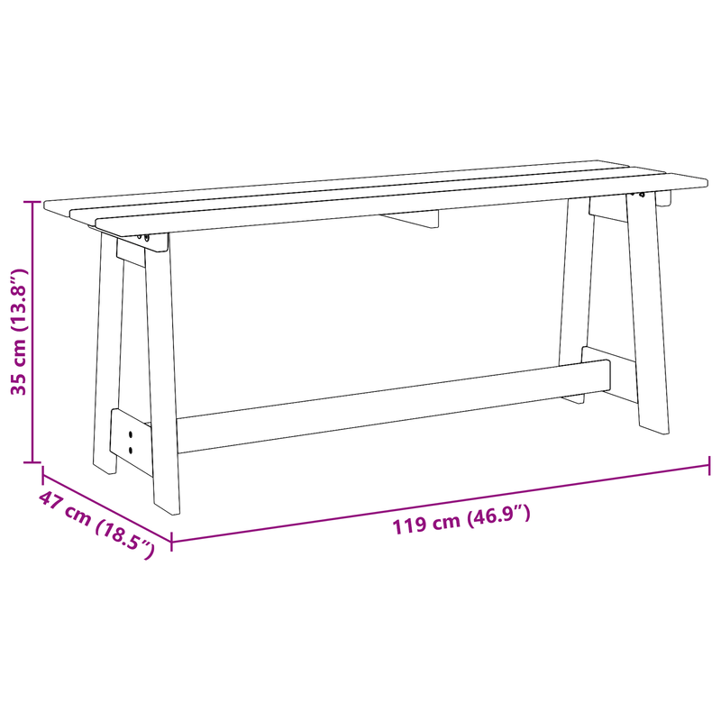 Casa si Gradina - Gradina si terasa - Mobilier exterior - Bancute de gradina - Banca de exterior, acacia, 119x35x47 cm, lemn masiv de pin - Infinity.ro
