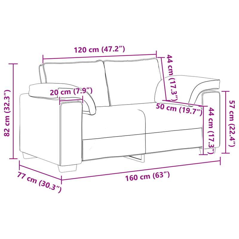 Casa si Gradina - Mobilier - Canapele si coltare - Canapele - Canapea dubla, maro, 120 cm, textil - Infinity.ro