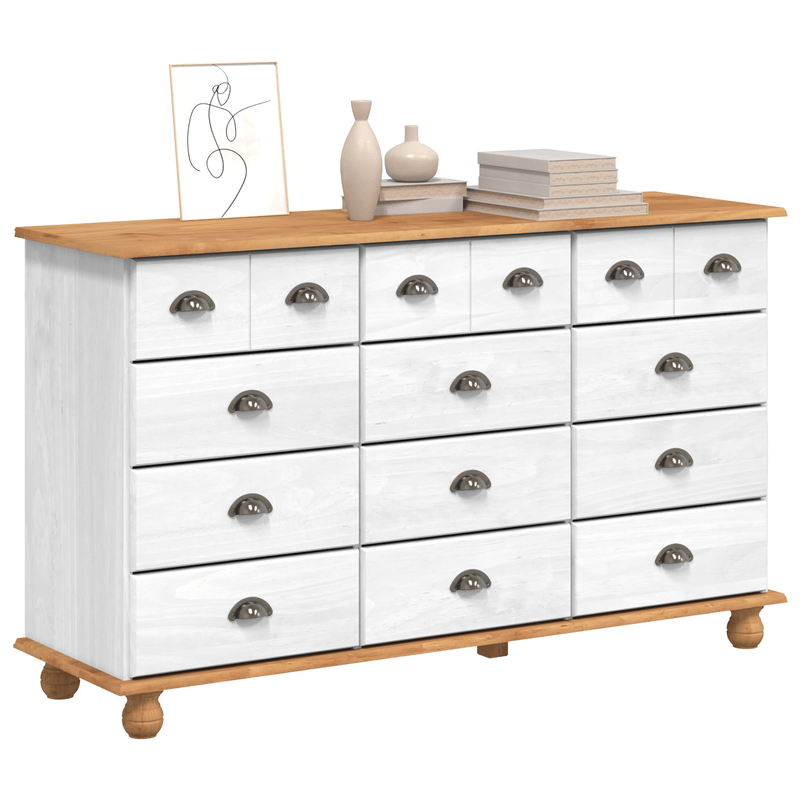 Casa si Gradina - Mobilier - Comode si corpuri - Comode - Comoda cu sertare "ASKIM" Alb 79x40x133.5 cm Lemn masiv Pin - Infinity.ro