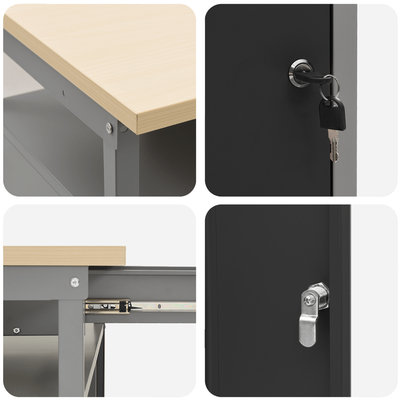 Casa si Gradina - Constructii - Scule de mana si unelte - Mese si bancuri de lucru - Banc de lucru cu usa blocabila, negru, 100x55x85 cm, otel - Infinity.ro