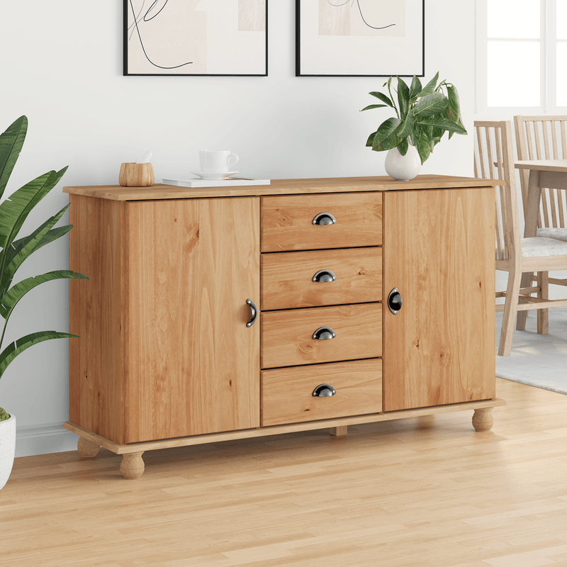 Casa si Gradina - Mobilier - Comode si corpuri - Comode - Comoda "ASKIM" 133,5x40x79 cm Lemn masiv de pin - Infinity.ro