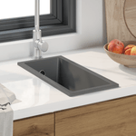 Casa si Gradina - Sanitare - Chiuveta bucatarie si accesorii - Chiuvete bucatarie - Chiuveta de bucatarie cu orificiu de supraplin din granit gri - Infinity.ro