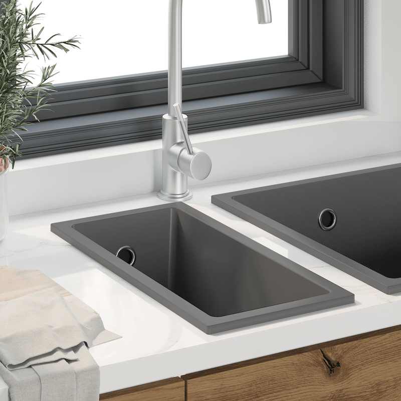 Casa si Gradina - Sanitare - Chiuveta bucatarie si accesorii - Chiuvete bucatarie - Chiuveta de bucatarie cu orificiu de supraplin din granit gri - Infinity.ro