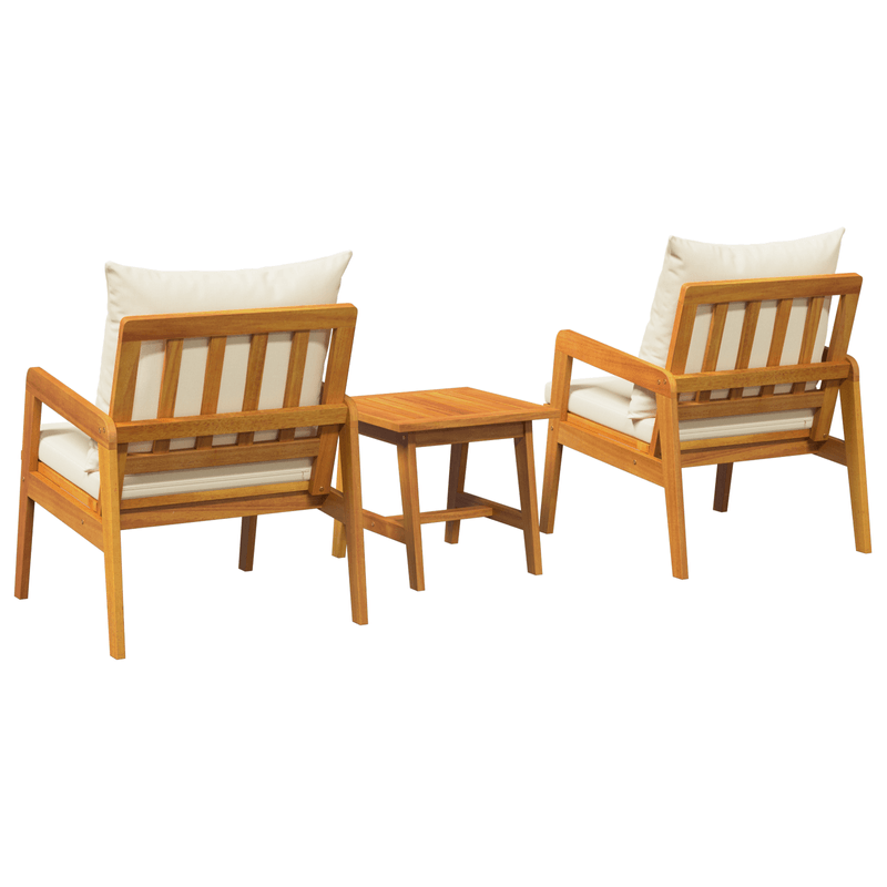 Casa si Gradina - Gradina si terasa - Mobilier exterior - Seturi mobila gradina - Set bistro, 3 piese, cu perne, lemn masiv de acacia - Infinity.ro