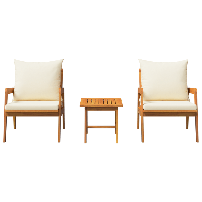 Casa si Gradina - Gradina si terasa - Mobilier exterior - Seturi mobila gradina - Set bistro, 3 piese, cu perne, lemn masiv de acacia - Infinity.ro