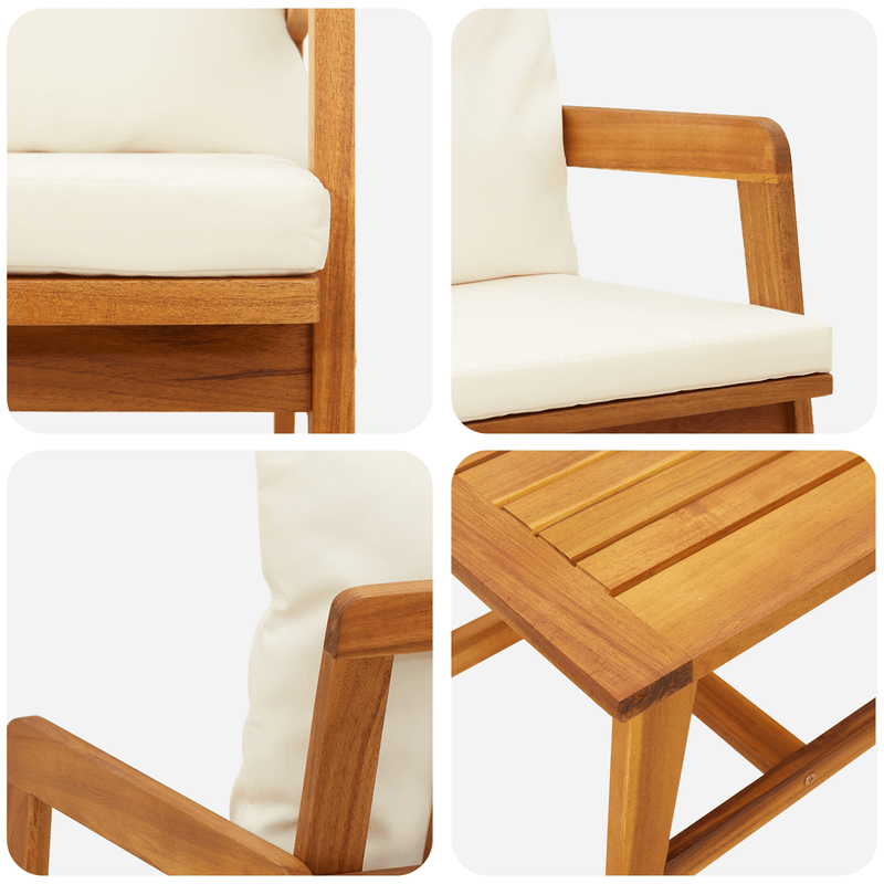 Casa si Gradina - Gradina si terasa - Mobilier exterior - Seturi mobila gradina - Set bistro, 3 piese, cu perne, lemn masiv de acacia - Infinity.ro