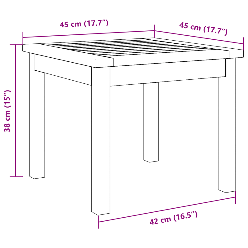 Casa si Gradina - Gradina si terasa - Mobilier exterior - Canapele si fotolii gradina - Masa laterala, 45x45x38 cm, lemn masiv acacia - Infinity.ro