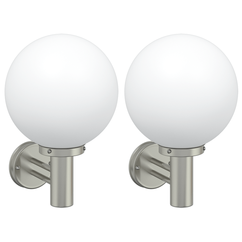 Casa si Gradina - Corpuri si surse de iluminat - Veioze si lampi - Lampi de veghe - Lampi de perete pentru exterior 2 buc Silver Inox IP44 - Infinity.ro