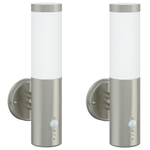 Casa si Gradina - Corpuri si surse de iluminat - Veioze si lampi - Lampi de veghe - Lumina de perete exterioara cu senzor 2 buc argintie din otel inoxidabil IP44 - Infinity.ro