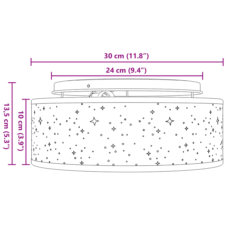 Casa si Gradina - Corpuri si surse de iluminat - Veioze si lampi - Lampi de veghe - Lustra cu abajur model stea, negru, Ø 30 cm, tesatura, E27 - Infinity.ro