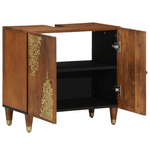 Casa si Gradina - Mobilier - Seturi de mobilier - Seturi baie - Dulap de chiuveta Maro miere cu detalii aurii Lemn masiv - Infinity.ro