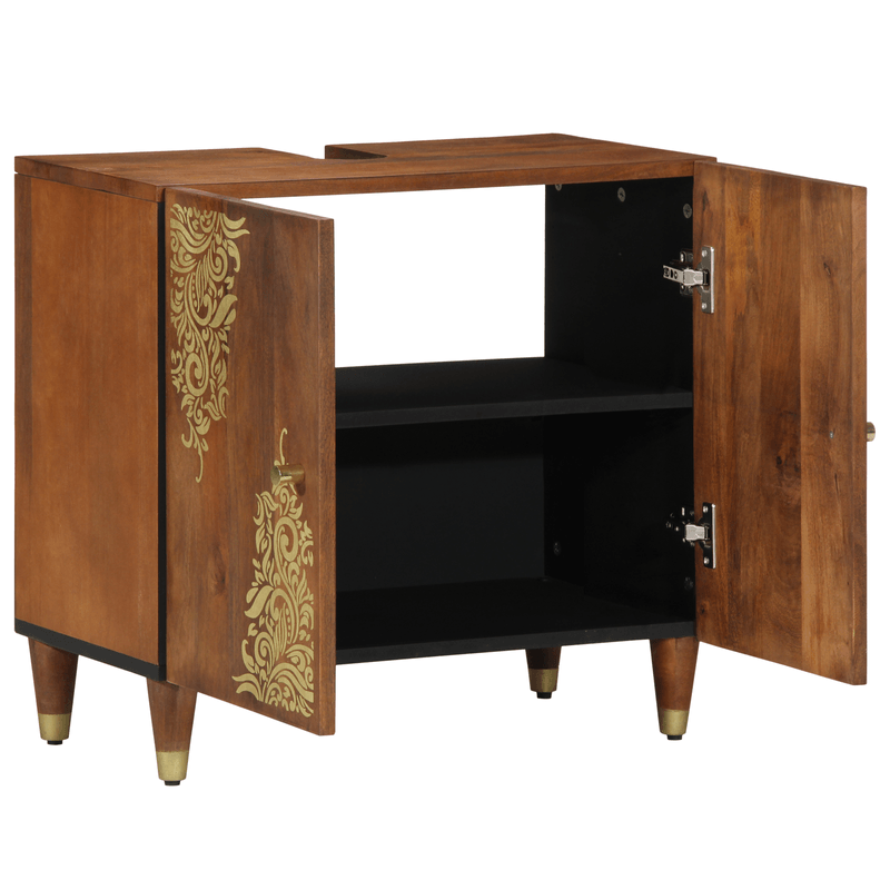 Casa si Gradina - Mobilier - Seturi de mobilier - Seturi baie - Dulap de chiuveta Maro miere cu detalii aurii Lemn masiv - Infinity.ro