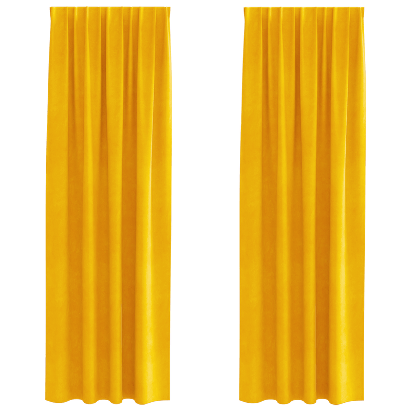Casa si Gradina - Textile si covoare - Perdele si draperii - Draperii - Draperii opace cu banda, 2 buc., galben mustar, catifea - Infinity.ro