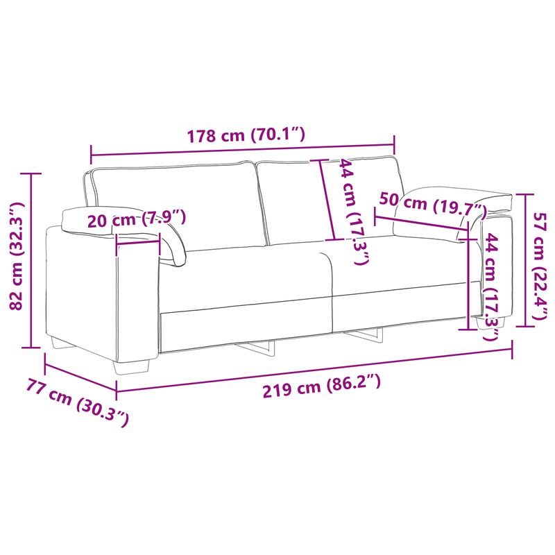 Casa si Gradina - Mobilier - Canapele si coltare - Canapele - Canapea de 3 persoane, negru, 178 cm, textil - Infinity.ro