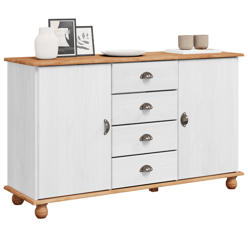 Casa si Gradina - Mobilier - Comode si corpuri - Comode - Sideboard 'ASKIM'Alb 133.5x40x79 cm Lemn Solid de Pin - Infinity.ro