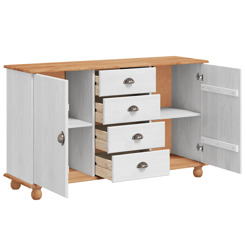 Casa si Gradina - Mobilier - Comode si corpuri - Comode - Sideboard 'ASKIM'Alb 133.5x40x79 cm Lemn Solid de Pin - Infinity.ro