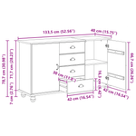 Casa si Gradina - Mobilier - Comode si corpuri - Comode - Sideboard 'ASKIM'Alb 133.5x40x79 cm Lemn Solid de Pin - Infinity.ro