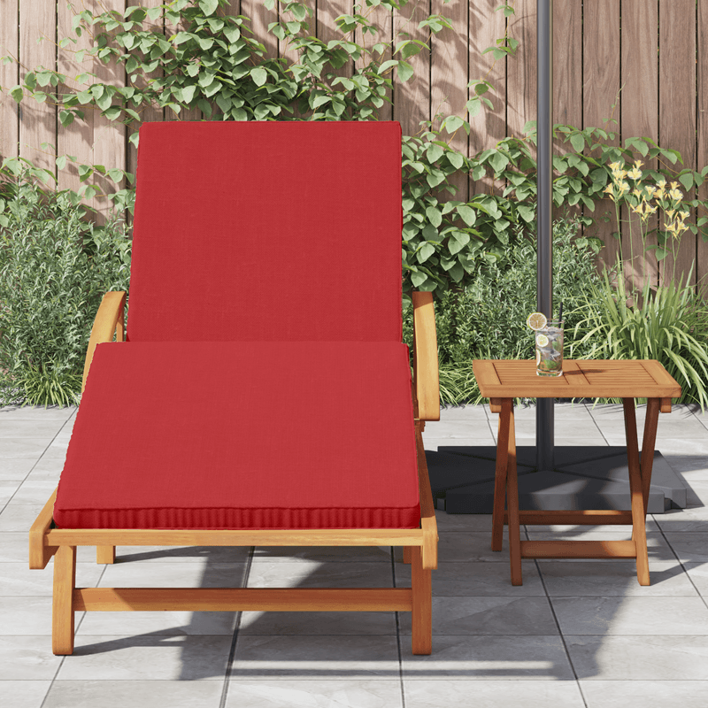 Casa si Gradina - Gradina si terasa - Mobilier exterior - Scaune si sezlonguri gradina - Sezlong pliabil cu roti si perne rosii din lemn masiv de acacia - Infinity.ro