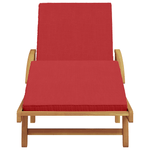 Casa si Gradina - Gradina si terasa - Mobilier exterior - Scaune si sezlonguri gradina - Sezlong pliabil cu roti si perne rosii din lemn masiv de acacia - Infinity.ro