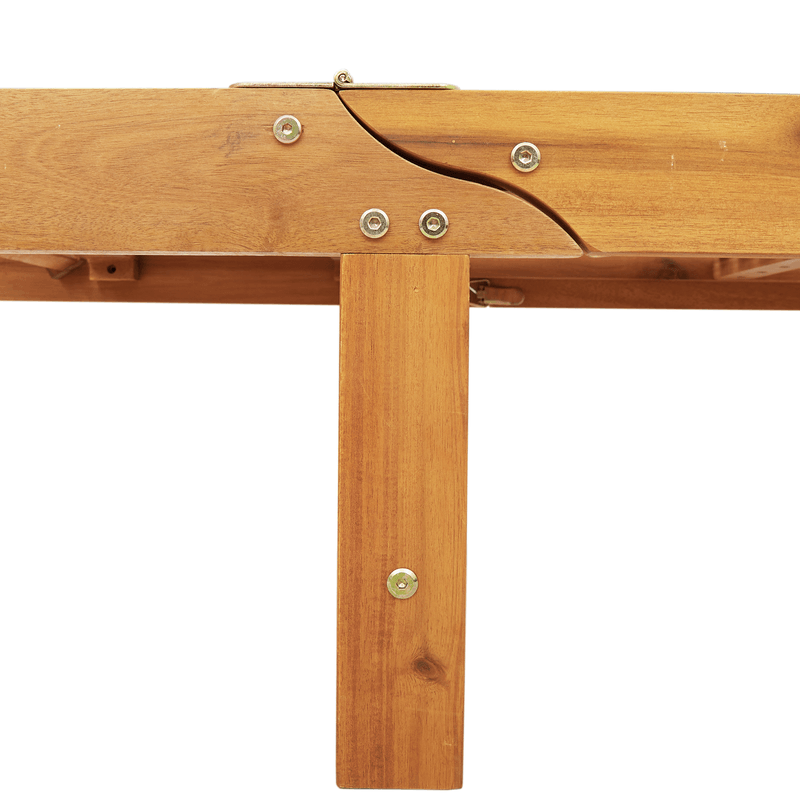 Casa si Gradina - Gradina si terasa - Mobilier exterior - Scaune si sezlonguri gradina - Sezlong pliabil cu roti si perne rosii din lemn masiv de acacia - Infinity.ro