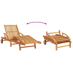 Casa si Gradina - Gradina si terasa - Mobilier exterior - Scaune si sezlonguri gradina - Sezlong pliabil cu roti si perne rosii din lemn masiv de acacia - Infinity.ro