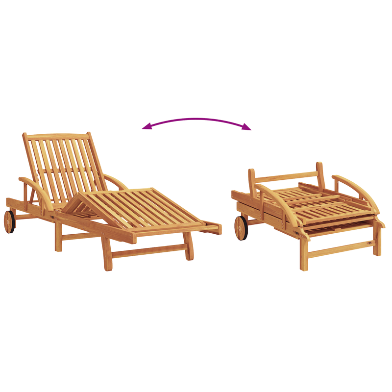 Casa si Gradina - Gradina si terasa - Mobilier exterior - Scaune si sezlonguri gradina - Sezlong pliabil cu roti si perne rosii din lemn masiv de acacia - Infinity.ro