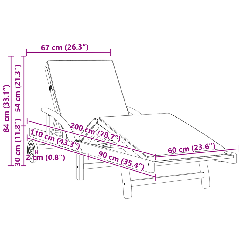 Casa si Gradina - Gradina si terasa - Mobilier exterior - Scaune si sezlonguri gradina - Sezlong pliabil cu roti si perne rosii din lemn masiv de acacia - Infinity.ro