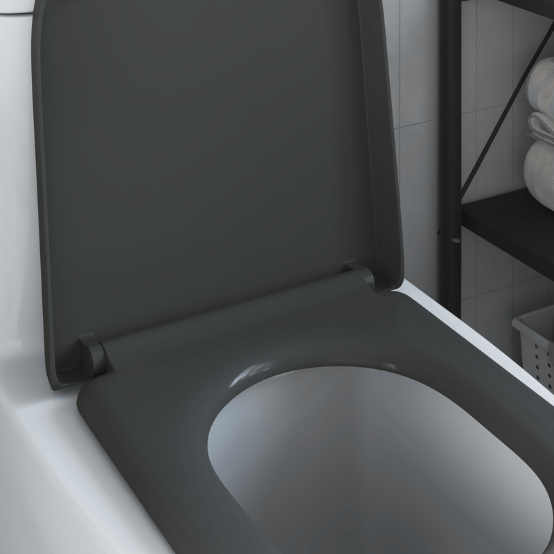 Casa si Gradina - Sanitare - Obiecte sanitare - Accesorii vase de toaleta - Capac WC cu eliberare rapida inchidere lenta antracit duroplast - Infinity.ro