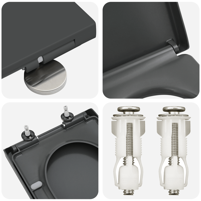 Casa si Gradina - Sanitare - Obiecte sanitare - Accesorii vase de toaleta - Capac WC cu eliberare rapida inchidere lenta antracit duroplast - Infinity.ro