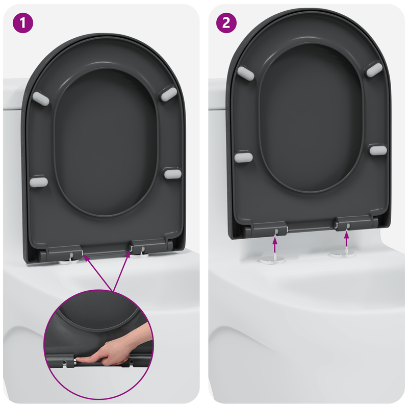 Casa si Gradina - Sanitare - Obiecte sanitare - Accesorii vase de toaleta - Capac WC cu eliberare rapida inchidere lenta antracit duroplast - Infinity.ro