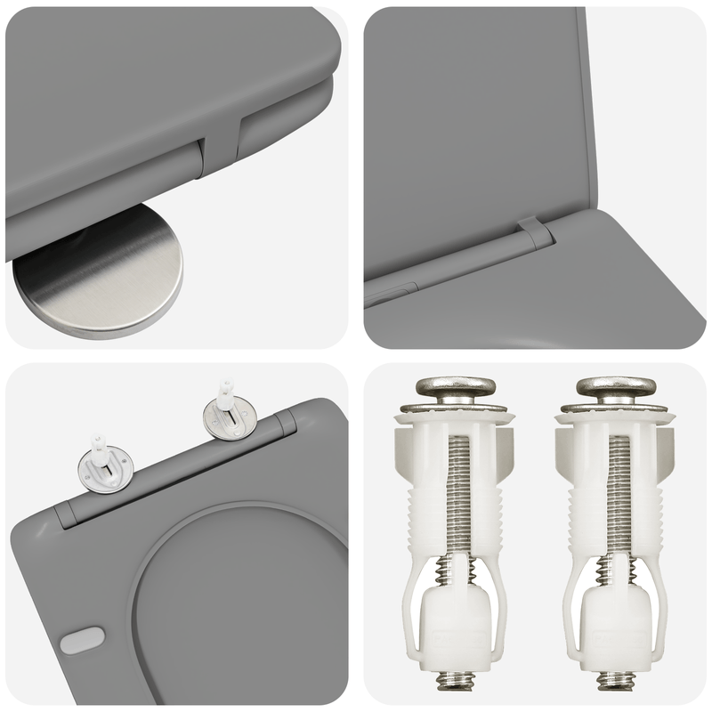 Casa si Gradina - Sanitare - Obiecte sanitare - Accesorii vase de toaleta - Capac WC cu eliberare rapida, inchidere lenta, gri, duroplast - Infinity.ro