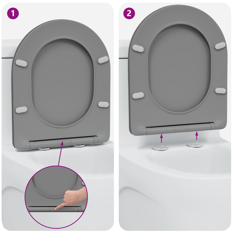 Casa si Gradina - Sanitare - Obiecte sanitare - Accesorii vase de toaleta - Capac WC cu eliberare rapida, inchidere lenta, gri, duroplast - Infinity.ro