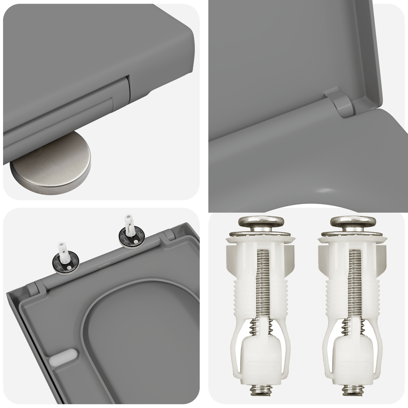 Casa si Gradina - Sanitare - Obiecte sanitare - Accesorii vase de toaleta - Capac WC cu eliberare rapida, inchidere lenta, gri, duroplast - Infinity.ro