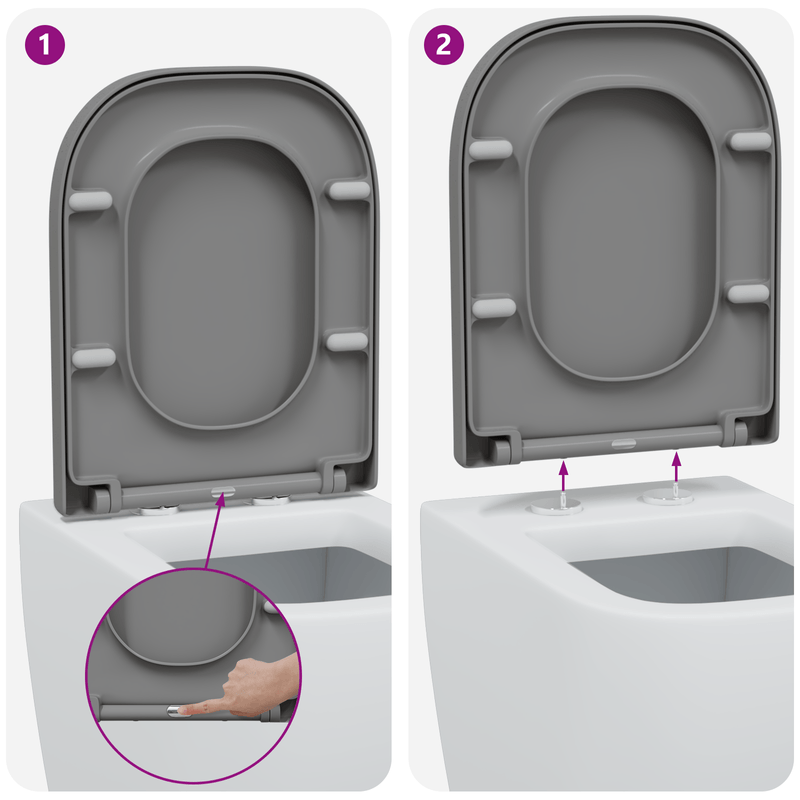 Casa si Gradina - Sanitare - Obiecte sanitare - Accesorii vase de toaleta - Capac WC cu eliberare rapida, inchidere lenta, gri, duroplast - Infinity.ro